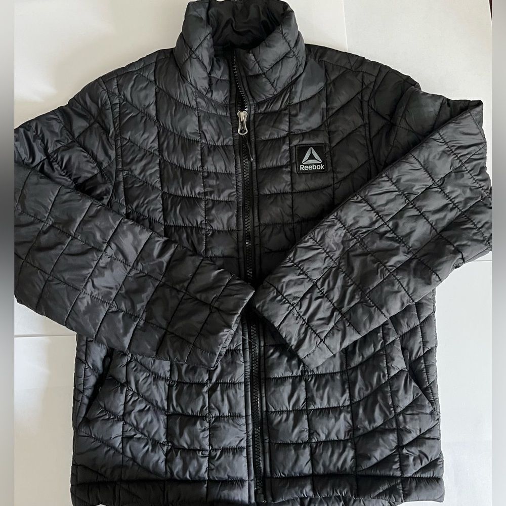 Reebok Puffer Jacket With Hood Size 8 Black Charcoal Unisex Boys Girls​